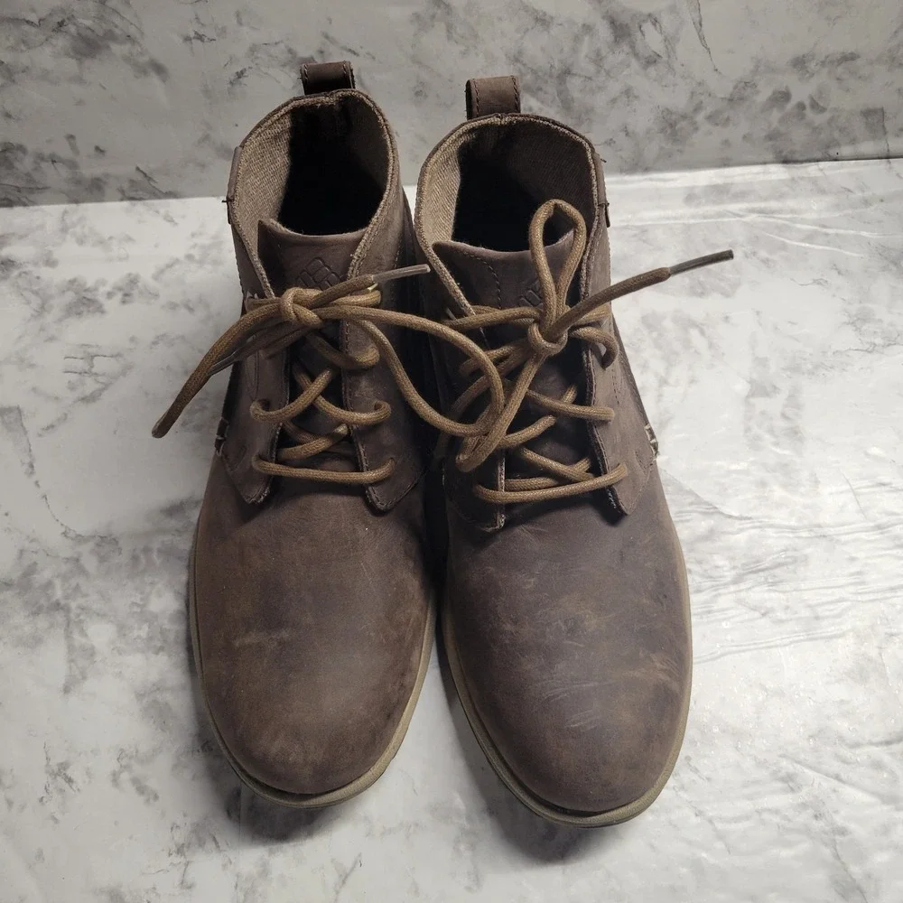 Columbia Redmond Brown Leather Chukka‎ Boots Mens Lace Up Mid Top Hiking Shoes 9